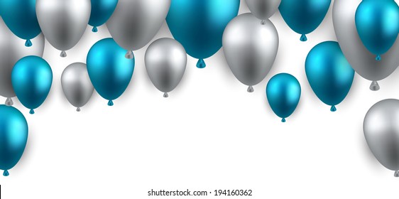 Celebration arch background with blue balloons. Vector illustration. 