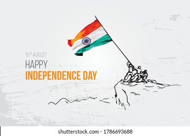 celebration  of August 15th Indian Independence day banner with national flag vector illustration graphics 