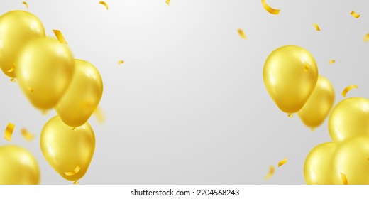 Celebration background with 3D golden balloons carnival festival vector illustration design