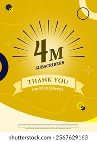 Celebration Background 4 MILLION  subscribers thank you achievement