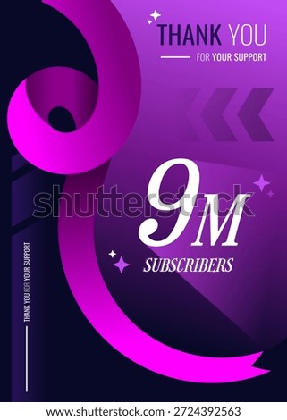 Celebration Background 9 MILLION subscribers thank you achievement. design purple background for social media. vertical design background