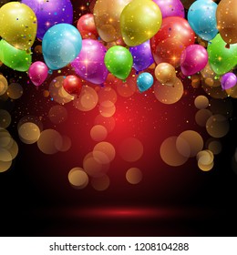 Celebration background with balloons and confetti