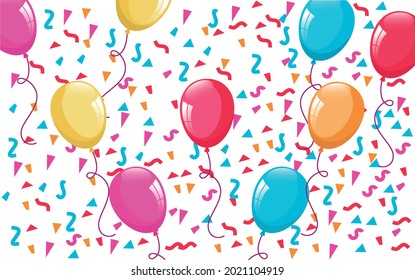 Fondo de la celebración con globos y confeti. Ilustración del vector