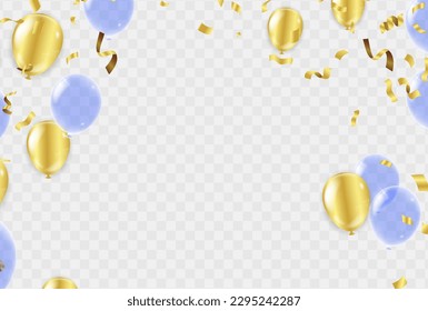 Celebration background with balloons and confetti. Vector illustration.