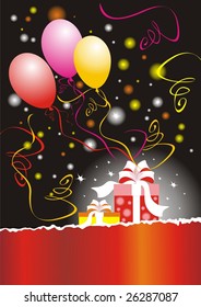 Celebration background with balloons and gift.(vector illustration.)