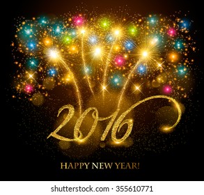 Celebration background with a beautiful gold 2016. Vector.