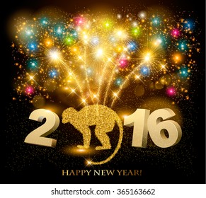 Celebration background with a beautiful gold 2016. Vector.