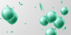 Celebration Background With Beautiful Green Balloons Vector Illustration