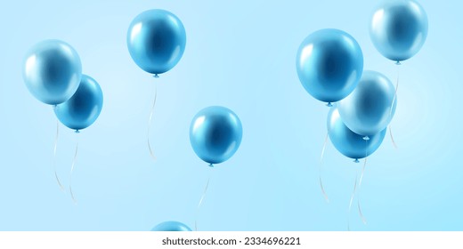 Fondo de la celebración con globos azules muy bien arreglados. 3Diseño de ilustración DVector