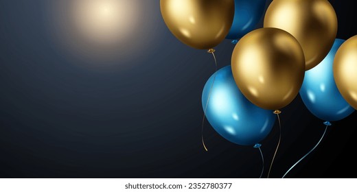 Fondo de la celebración con globos azules muy bien arreglados. 3Diseño de ilustración DVector