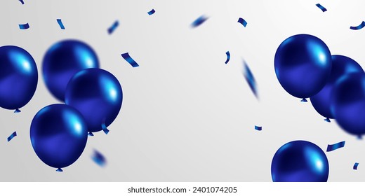 Celebration background with beautifully arranged blue balloons. 3DVector illustration design