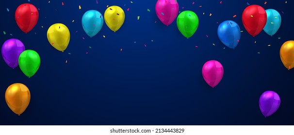 Celebration background with beautifully arranged colorful balloons. vector illustration