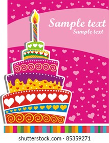  Celebration background with Birthday cake and place for your text. vector illustration