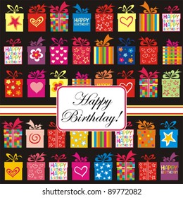 Celebration background with Birthday gift boxes and place for your text. vector illustration