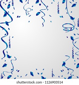 Celebration background with blue confetti.
