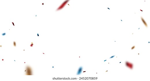 Celebration background with blue and red zigzag confetti falling, vector illustration
