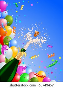 Celebration  background with  Champagne and balloons. Best for New Year?s Eve