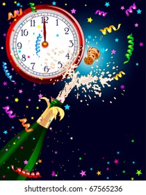 Celebration  background with Champagne and clock. Best for New Year?s Eve