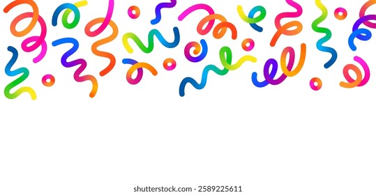 Celebration Background with Colorful Confetti. Abstract Vector Pattern Design. Festive Gradient Ribbons for Birthdays, Carnivals, Anniversaries and Other Party Events