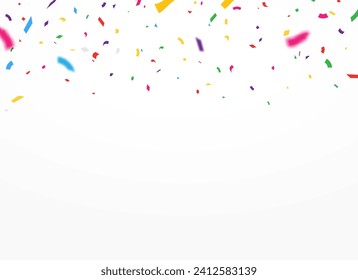 Celebration background with colorful confetti festive party decorations, Vector illustration of confetti on white background. birthday, party, holiday, gift, confetti, illustration