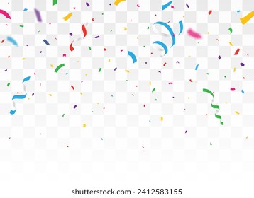 Celebration background with colorful confetti festive party decorations, birthday, party, holiday, congrats, vector, illustration