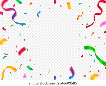 Celebration background with colorful confetti festive party decoration vector illustration. Luxury greeting rich card.