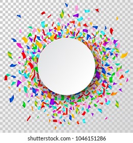 Celebration background. Background with colorful confetti and place for your text. Vector illustration.