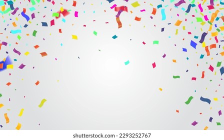 Fondo de la celebración con colorido confeti. Ilustración vectorial.