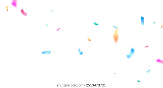 Celebration background with colorful zigzag confetti falling, vector illustration
