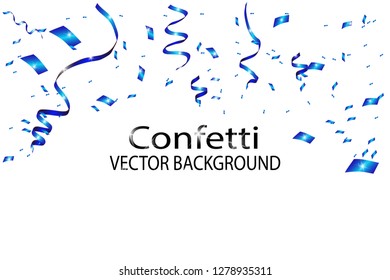 Celebration background with confetti blue. Isolated on white transparent background. Vector Illustration, eps 10