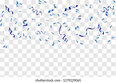 Celebration background with confetti blue. Isolated on white transparent background. Vector Illustration, eps 10