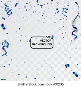 Celebration Background With Confetti Blue. Isolated On White Transparent Background. Vector Illustration, Eps 10