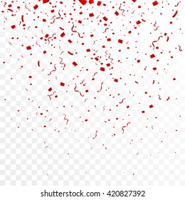 Celebration background with confetti. Isolated on white transparent background. Vector Illustration, eps 10