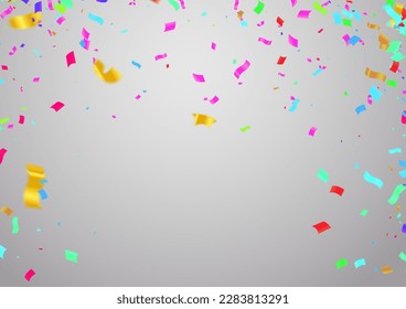 Celebration background with confetti and ribbons. Vector illustration.