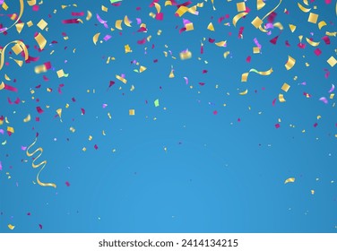 Fondo de la celebración con confeti y cintas. Ilustración vectorial.