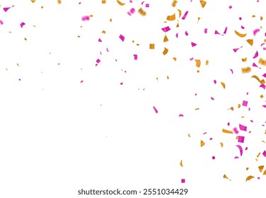 Celebration background with confetti and ribbons. Vector illustration