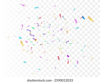 Celebration background with confetti and ribbons. Vector illustration.
