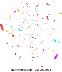 Celebration background with confetti and ribbons. Vector illustration.
