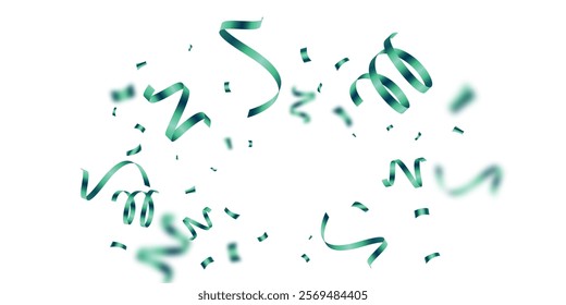 Celebration background with confetti vector beautiful green

