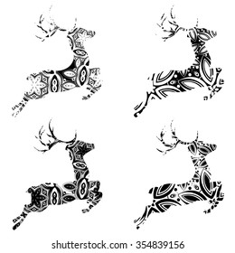 Celebration background with decorative ornamental deer silhouette.