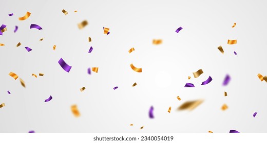 celebration background design with purple and gold confetti for decoration festival party vector illustration