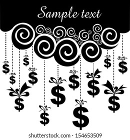 Celebration background with dollars and place for your text. vector illustration