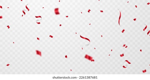 Celebration background with elegant red confetti for festival decoration. vector illustration