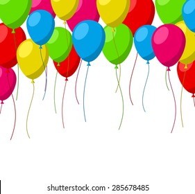 
Celebration background with flat balloons. Vector illustration. 