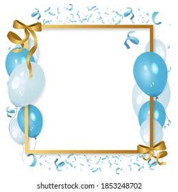 Celebration Background Frame Balloons Confetti Golden Stock Vector ...