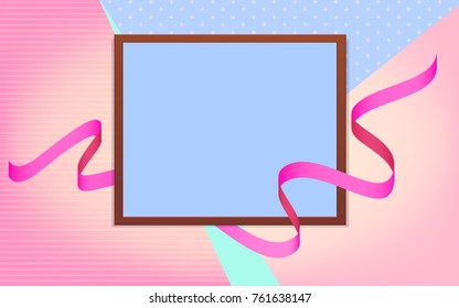 Celebration background frame template with colorful ribbon. Vector illustration