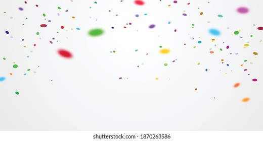 Celebration background frame template with confetti and Colorful ribbons. Vector illustration