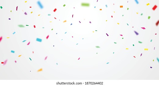 Celebration background frame template with confetti and Colorful ribbons. Vector illustration