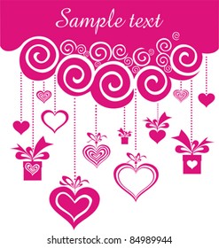 Celebration background with gift boxes, heart  and place for your text. vector illustration