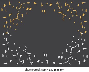 celebration background with gold confetti. Gold glitter confetti flying vector background